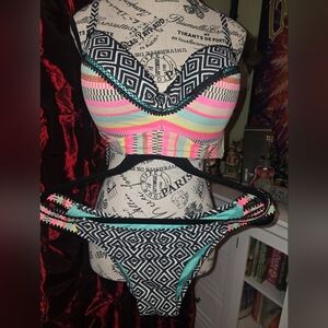 Multicolor Patterned Women's Swim Suit